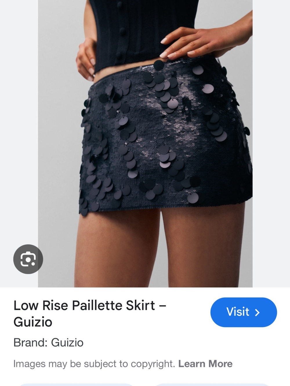 Danielle Guizio Black Paillette Low-Rise Mini Skirt